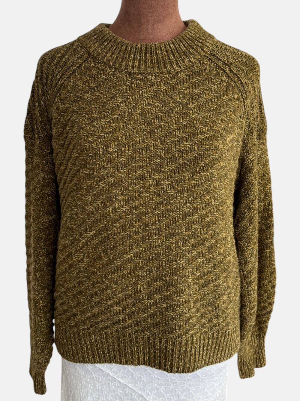 Target Universal Thread Chunky Knit Moss Green Pull Over Sweater Cotton Small